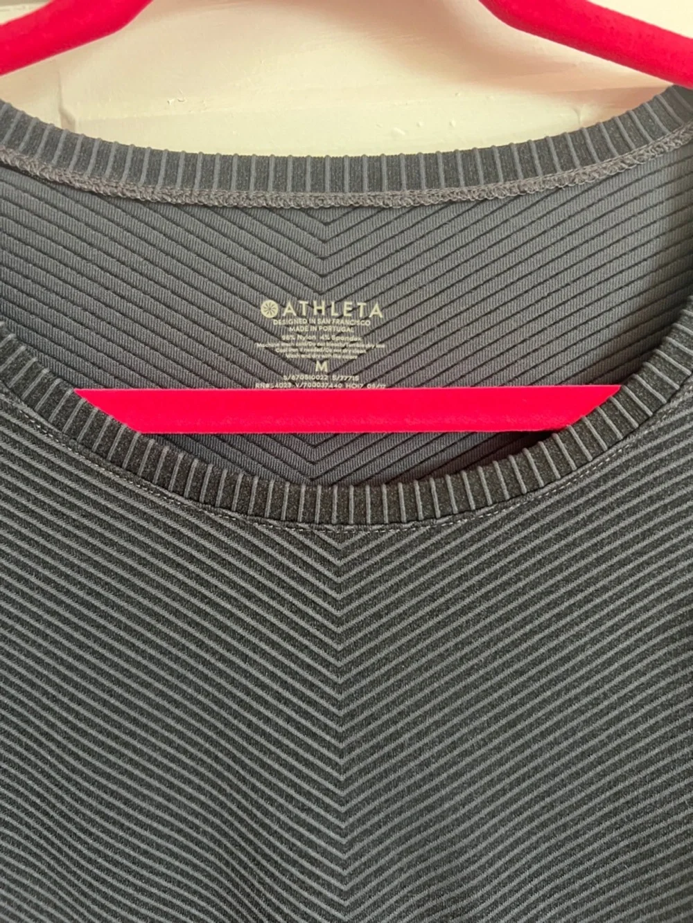 Athleta Charcoal Gray Thin-Striped Long Sleeve Crew - Picture 2 of 5